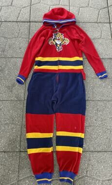NHL Florida Panthers Hockey Sockey Fleece Hooded One Piece Jumpsuit Mens Size XS